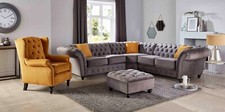 Chesterfield Rimini Corner Sofa Fabric New 5 Seater Luxury Modern Design