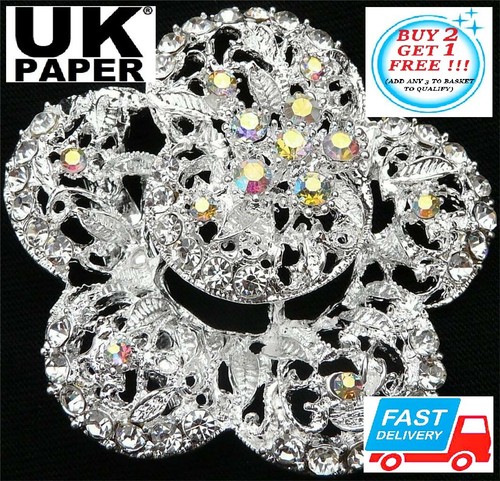 New silver flower - 2", brooch