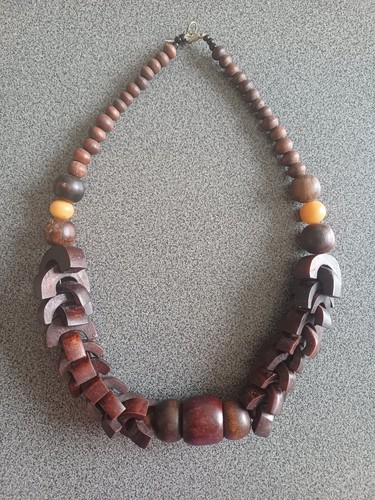 Wooden chunky beaded - , boho