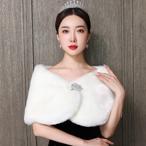 Women bride faux fur - bride, shawl