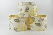 X3 Laura Ashley Drum Lampshades Hydrangea Camomile Yellow Linen Fabric Floral 