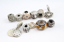 Pandora Sterling Silver Charms Yoga Wife Teacup Owl Wing Heart Glass x 10 (27g)