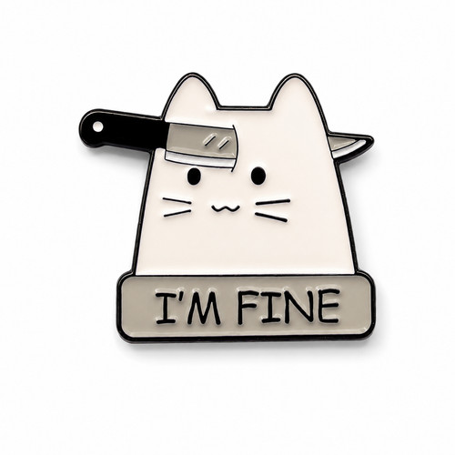 Fine cat with knife enamel - cat,