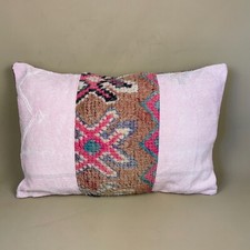 Moroccan Kilim Berber Cushion Antique Carpet Pillow Feather Handmade 60x40cm