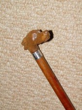 Antique Show Cane - Hand-Crafted Whippet Top & Sterling 1921 Silver Collar