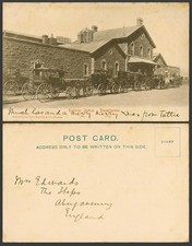 South Africa Old UB Postcard Bloemfontein, Railway Station, Horse Carts, Street