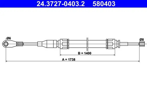 Handbrake cable 3727 0403 2 - cable, 24.3727-0403.2