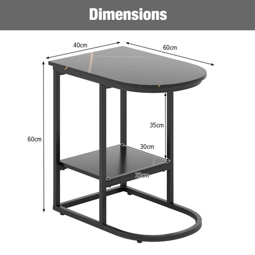 Tabletop shaped end table - c-shaped,