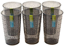 Reusable Plastic Textured Grey Tumblers - With Glitter Detail (Set of 6)