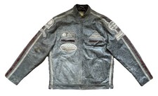 Aviatrix Soft Leather JLI Mode Motorcycles Grey Patches Leather Jacket Mens 3XL