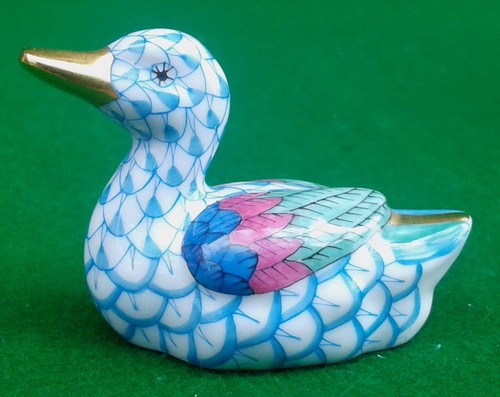 Herend blue fishnet small duck - blue,