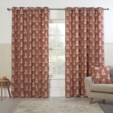 Lined Eyelet Floral Terracotta Curtains Sundour Esher