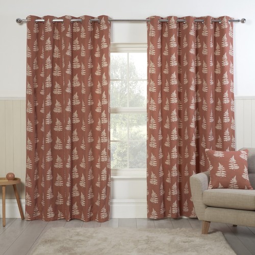 Lined eyelet floral terracotta - eyelet,