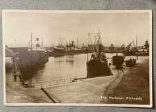 Kirkcaldy Postcard  Real Photo Scotland Sea Harbour fishing boats trawlers