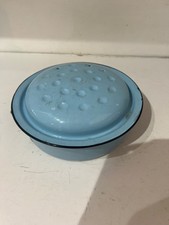 Vintage Light Baby Blue Enamel Round Roasting Tin Kitchenalia Collectable