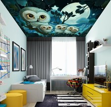 3D Moon Owl Tree 088 WallPaper