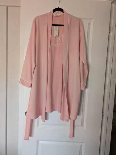 Pink silky dressing gown - pink,