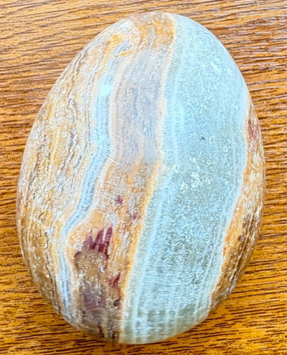 Stone egg ornament banded - egg,