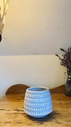 Glazed white textured - white/textured, ceramic