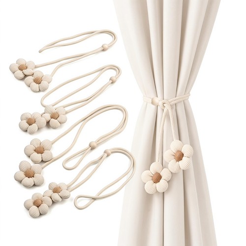 Pack wooden floral beaded - 4,