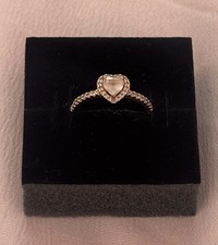 Pandora Rose Gold Pink Cubic Zirconia Elevated Heart Ring Size 54