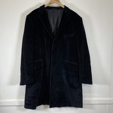 Trait Black Corduroy Cord Mid Length Coat Jacket Size XL