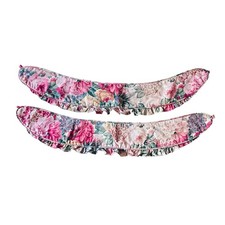 Vintage Curtain Tie Holdbacks x2 Floral Frills Piping Ruffle Pink Green 95cm 90s