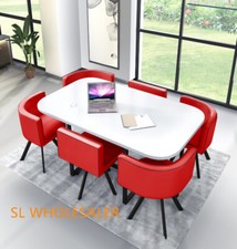 White  Wooden  Dining Table &