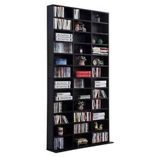 CD DVD Media Storage Shelves Display Shelf Racks Wooden Frame Black
