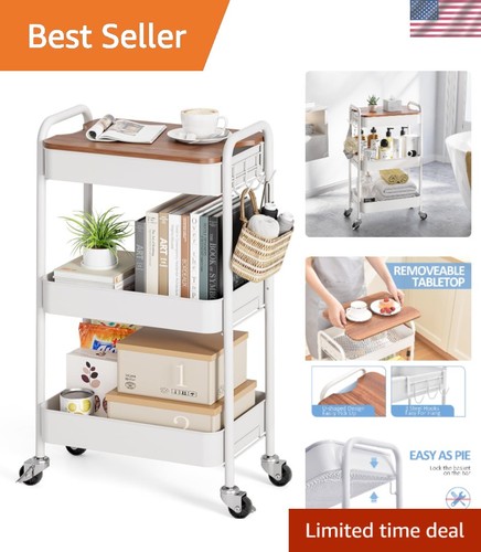 Tier rolling cart with - 3-tier,