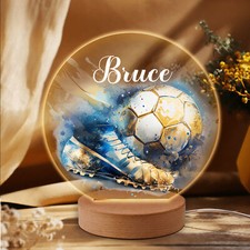 Personalised Football Night Light 7 Color LED Table Lamp Christmas Gift for Kids