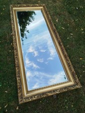 LARGE VINTAGE STYLE RECTANGULAR BEVELLED WALL MIRROR ORNATE GOLD FRAME