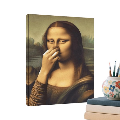 Mona lisa holding nose - mona,