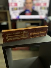 Vintage Wooden Cribbage Board with Pegs In Original Box