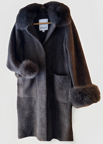 Faux fur long coat - faux,