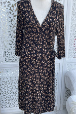 Barbara Hulanicki Wrap Dress size 14 Biba style Butterfly Print Jersey
