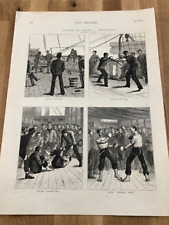 1876  print from the graphic . sports on board a troopship ( cock fighting )