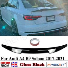 Rear Spoiler Lip For Audi A4 B9 S4 S-Line Saloon 2016-21 Gloss Black Trunk Wing