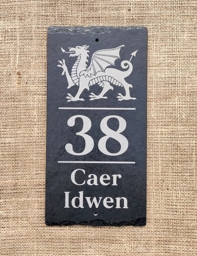 Slate house sign door number - house,