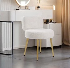 Plush Teddy Upholstery Dressing Table Stool Side Chair Makeup Bedroom Rest Chair