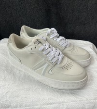 Lacoste Mens L001 0321 1 SMA Modern Embossed Logo Leather Trainers Size White 8