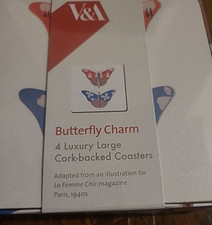 Victoria &Albert Museum Butterfly Charm Cork Backed Coasters set of 4 V&A