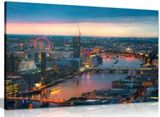 London Sunset, Panoramic View Canvas Wall Art Picture Print
