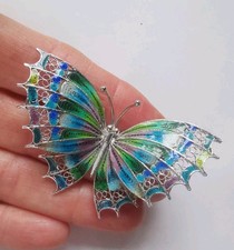 800 Silver Enamel Butterfly Brooch R2M