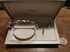 Hallmarked Sterling Silver Necklace,  Bangle and Earrings Set H Samuel 925