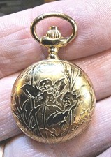 Ladies Rotary Full Hunter Quartz Fob/Small Pocket Watch -G/Plated In GWO/VGC