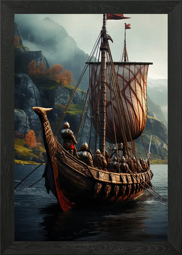 Viking ship misty waters - on,