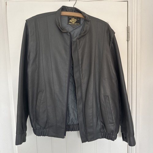 Mens grey faux - leather, jacket
