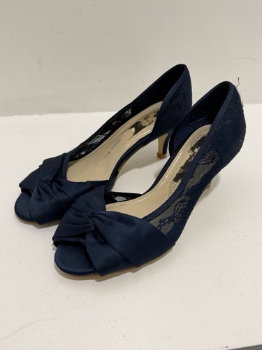Women navy lace peep toe - navy,