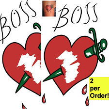 2 Boss,Frank N Furter Rocky Horror Show Heart Tmp Tattoo for fancy dress costume